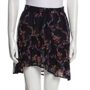 IRO black floral print tiered mini skirt new with tags size 4 (F36)